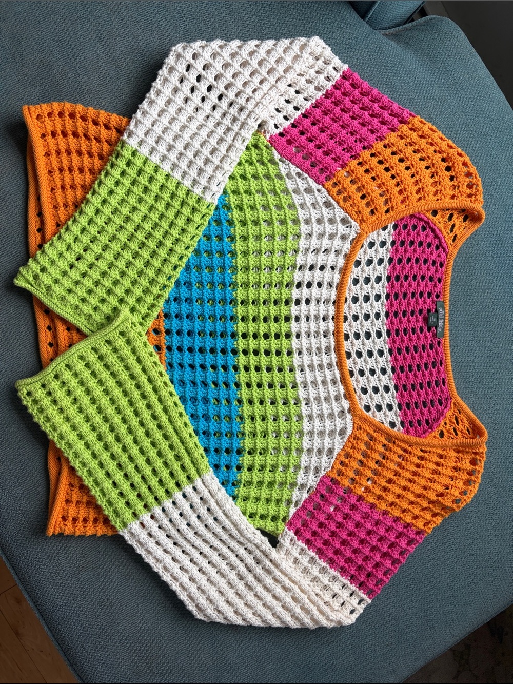 Target Open-Knit Colorblock Sweater - Orange, Pink, Green, Blue, White